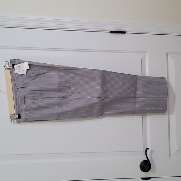 JJill Sz12P Linen-stretch Straight-leg Crops Grey Multi - Picture 3 of 9